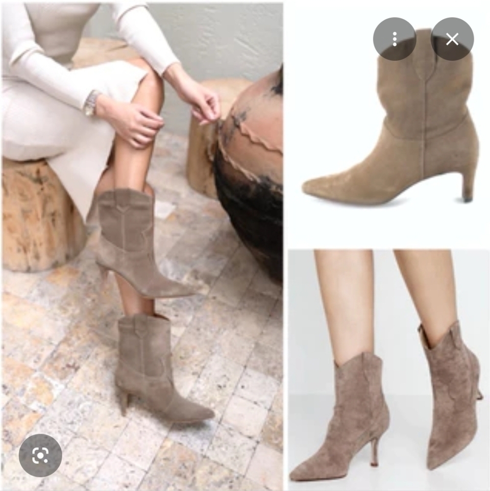 JASON WU KODEY TAUPE WESTERN ANKLE HEEL BOOTS SZ 7.5